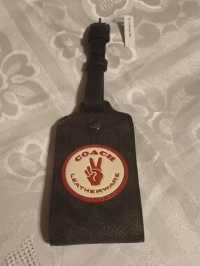 Coach Luggage Tag with Red & Cream Patch